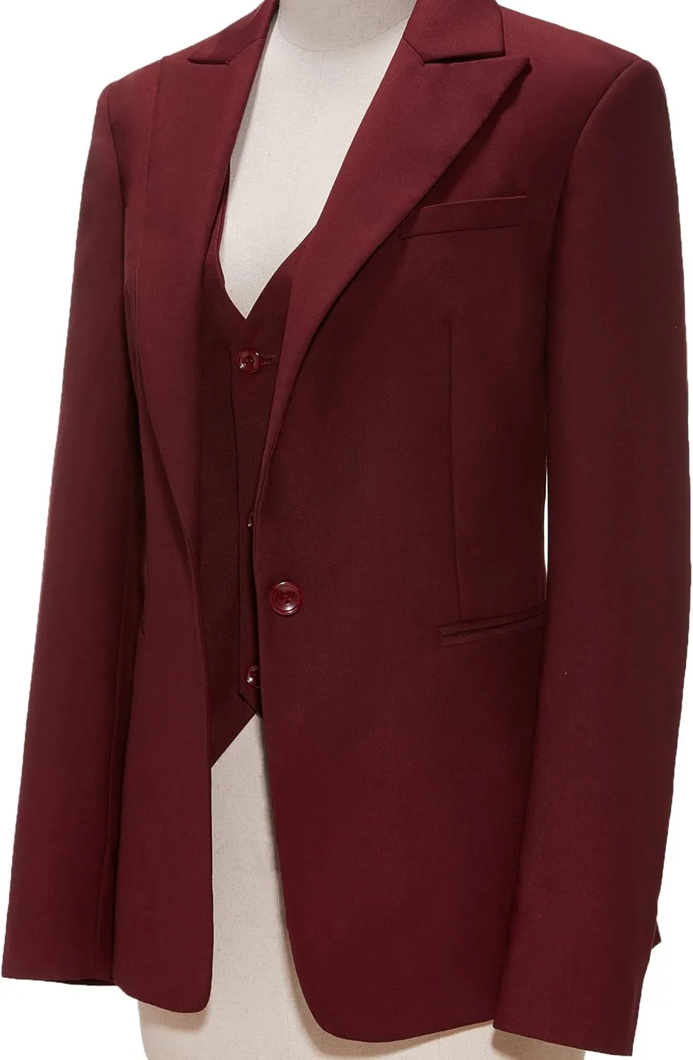 Formal Business Women Suit Set Office Work 3 Pieces Set Notch Lapel Single Breasted Vest Lady Suits Wedding Tuxedos Party