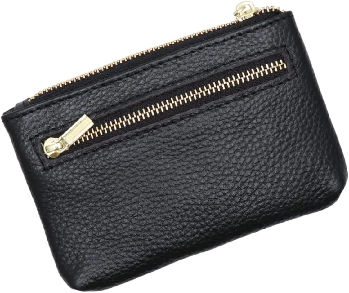 FRCOLOR PU Leather Coin Purse Mini Zipper Wallet for Women Compact Coin Pouch for Cash Change Receipts Fits Pockets Briefcases for Everyday Use