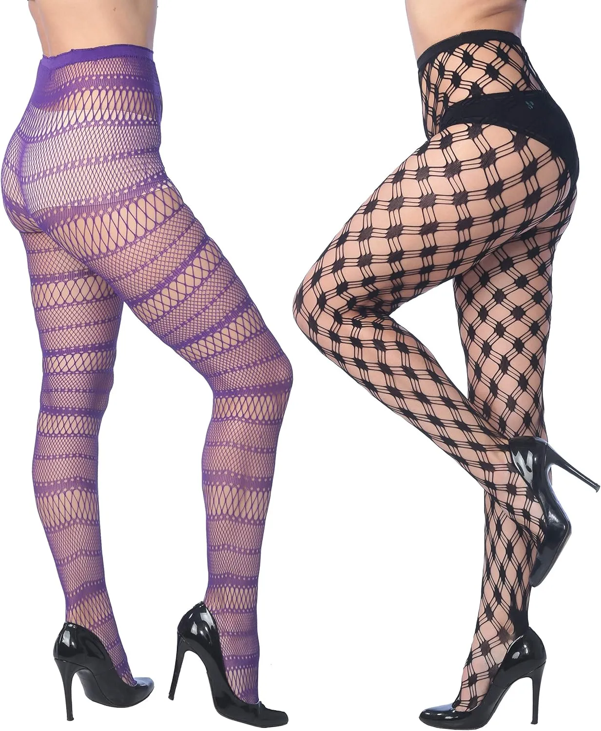 Frenchic Fishnet Women's Lace Stockings Tights Sexy Pantyhose Regular & Plus Sizes (Pack of 6)
