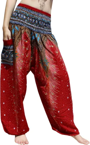 Full Funk Rayon Smock Waist Harem Baggy Pants Pocket Straight Yoga Clothes Women Mixed Bright Patterns