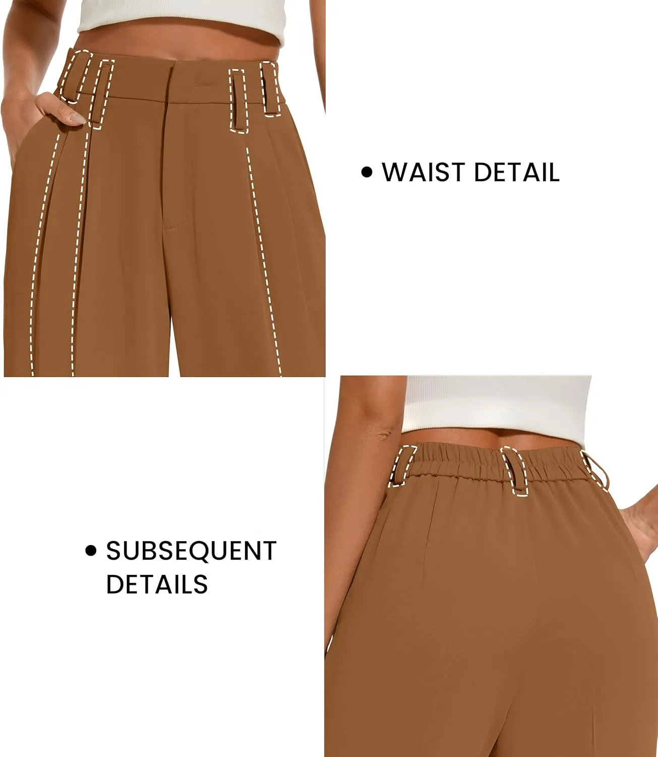 FUNYYZO Women's Loose Pleated Front Long Pants Wide Leg Trousers Solid Causal Dressy