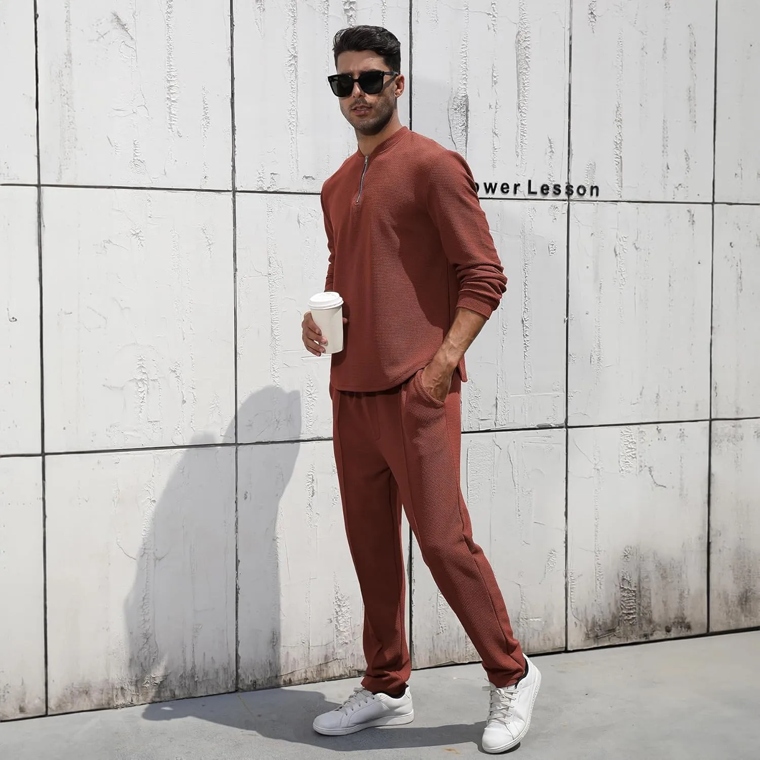 FZNHQL Fashion Men's Tracksuits 2 Piece Casual Athletic Jogging Outfits Short/Long Sleeve Track Suits for Men Set