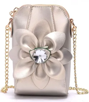 Genuine Leather Crossbody Bags for Women Phone Bag 3D Floral Satchel Mini Handbags Purses Chain Shoulder Bag Wallet