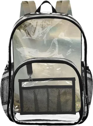 Girls Backpack for Kids Frederic Edwin Church Niagara Falls American Women Clear Backpack Cute Plastic School Clear Bookbag