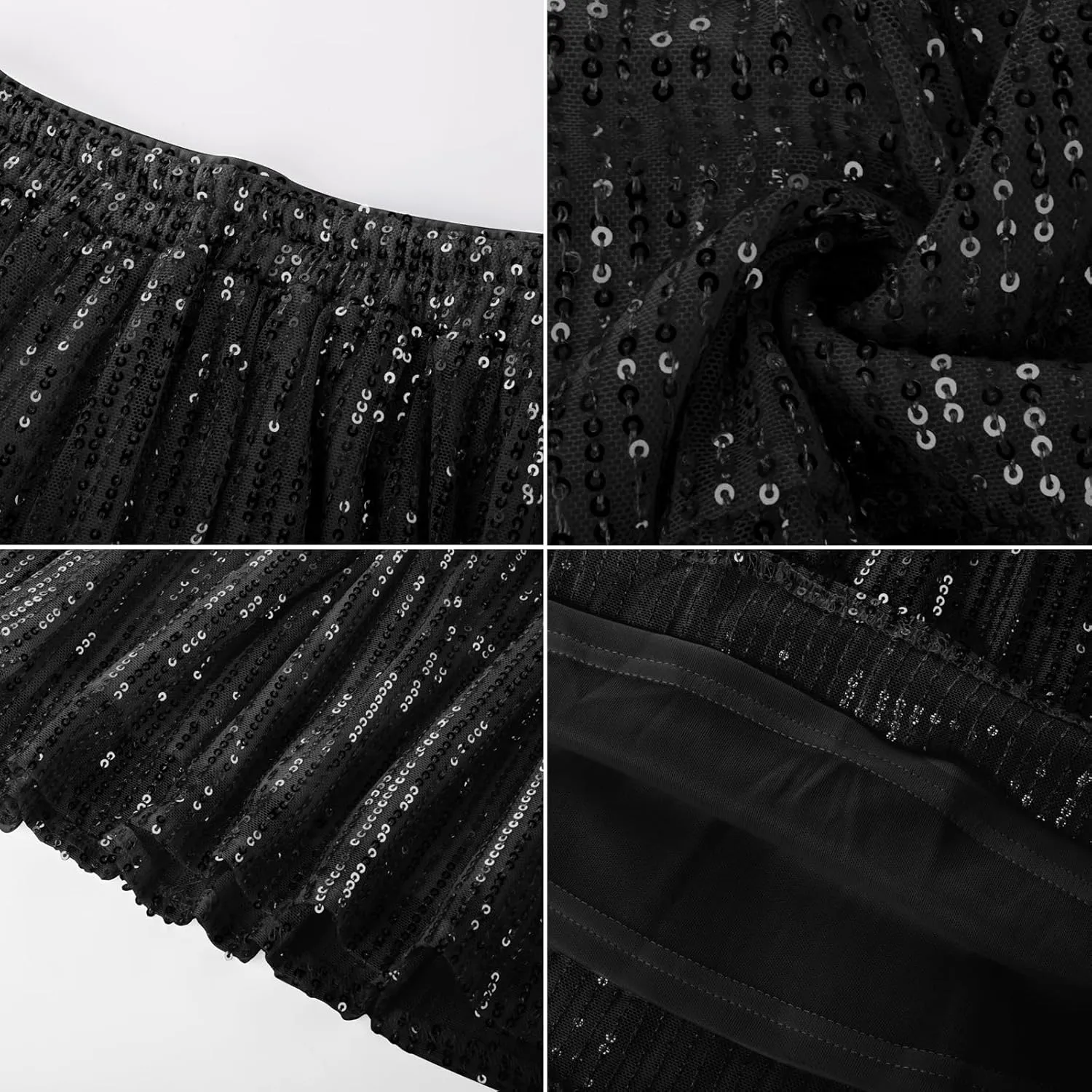 GRACE KARIN Girls Sequin Skirt Sparkly Glitter Long Party Tiered Midi Skirts Size 5-14