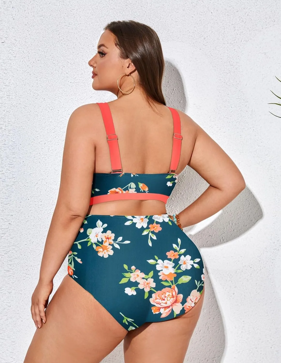 Hanna Nikole Womens Plus Size Bikini Set Two Piece High Waisted Swimsuits Tummy Control Bathing Suit Twist Front Swimwear