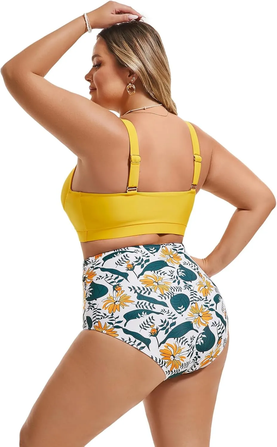 Hanna Nikole Womens Plus Size Bikini Set Two Piece High Waisted Swimsuits Tummy Control Bathing Suit Twist Front Swimwear