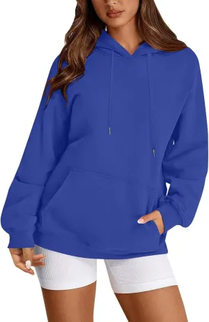 Hoodies for Women Fleece Lined Long Sleeve Hooded Sweatshirt Loose Fit Casual Hoodies Pullover with Pockets Fall Clothes