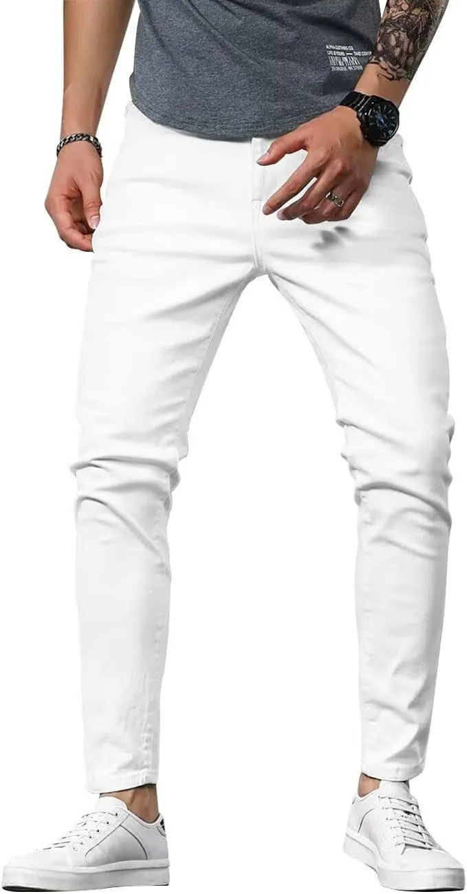 HUNGSON Mens Slim Fit Jeans Skinny Stretch Denim Pants for Men Straight Fit