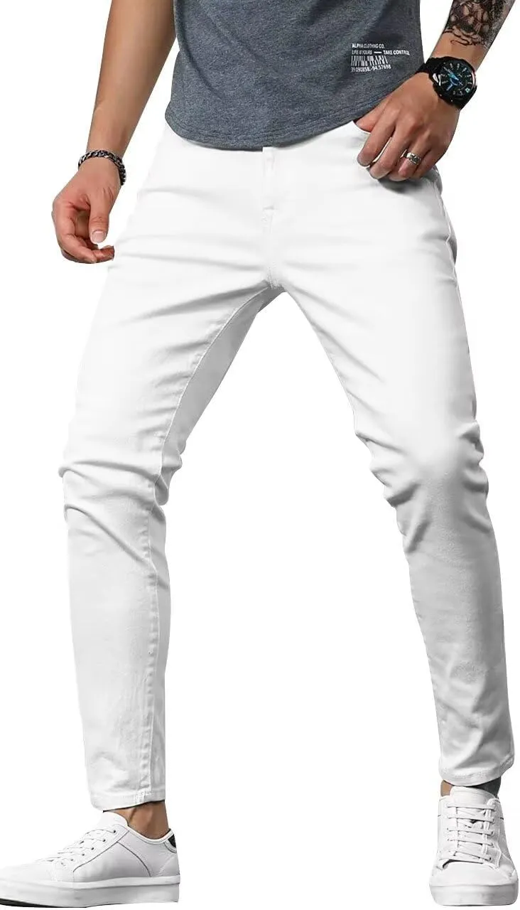 HUNGSON Mens Slim Fit Jeans Skinny Stretch Denim Pants for Men Straight Fit