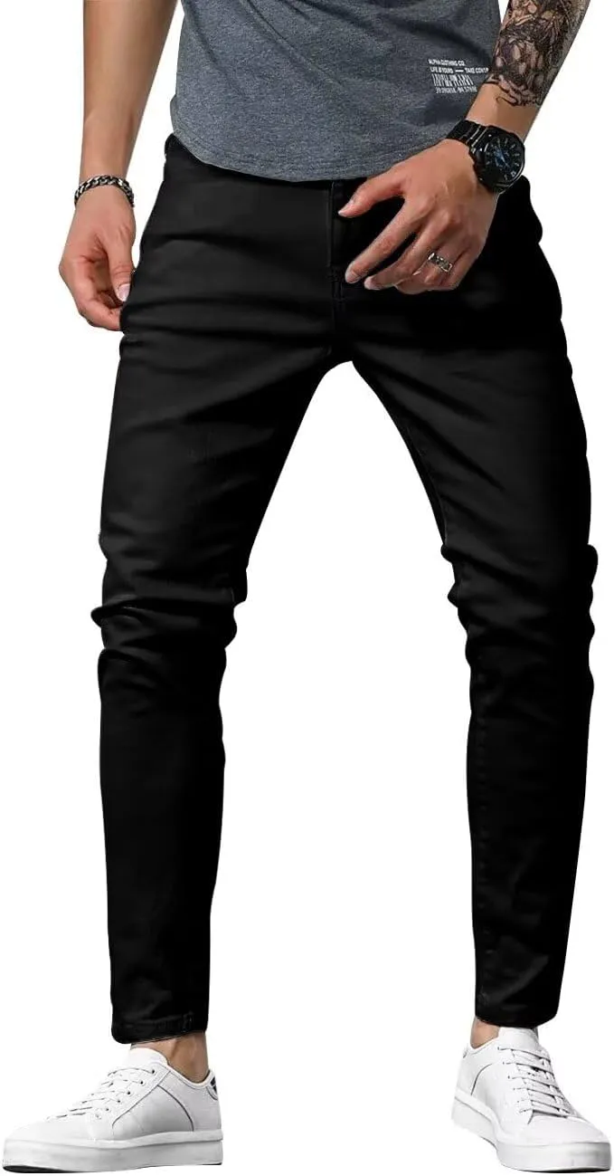 HUNGSON Mens Slim Fit Jeans Skinny Stretch Denim Pants for Men Straight Fit