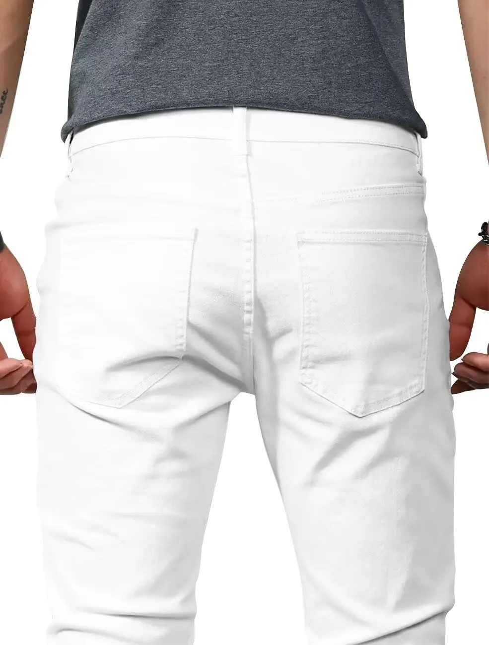 HUNGSON Mens Slim Fit Jeans Skinny Stretch Denim Pants for Men Straight Fit