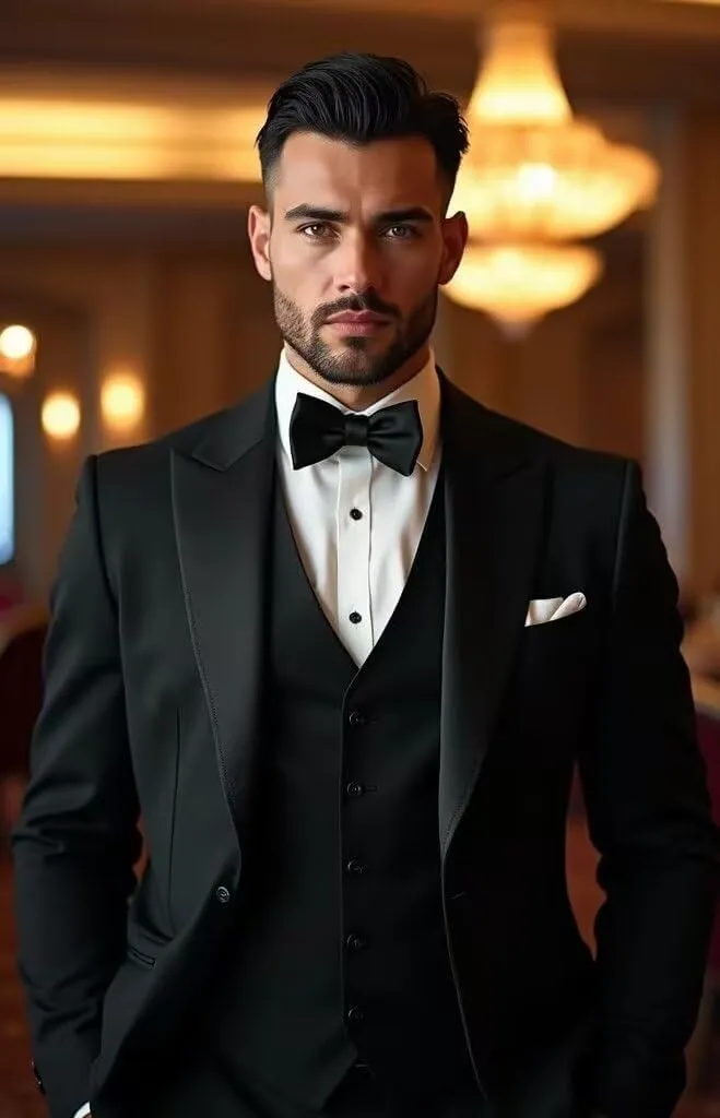 HUUTOE Mens Suits 3 Piece Slim Fit Suit for Men Groom Suit for Wedding Men's Tuxedos Homecoming Prom Suit Pants Vest Set