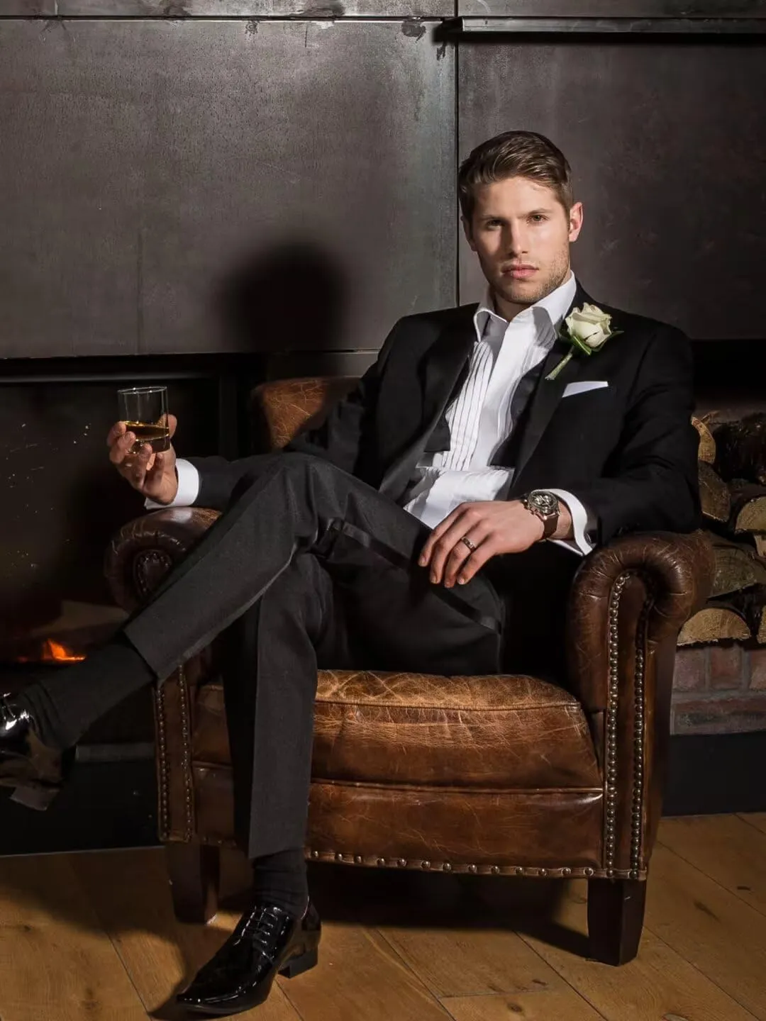 HUUTOE Mens Suits 3 Piece Slim Fit Suit for Men Groom Suit for Wedding Men's Tuxedos Homecoming Prom Suit Pants Vest Set