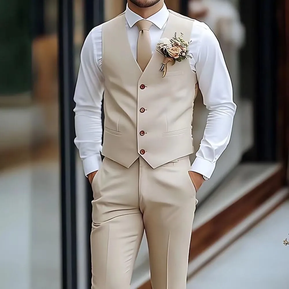 HUUTOE Mens Suits 3 Piece Slim Fit Suit for Men Groom Suit for Wedding Men's Tuxedos Homecoming Prom Suit Pants Vest Set