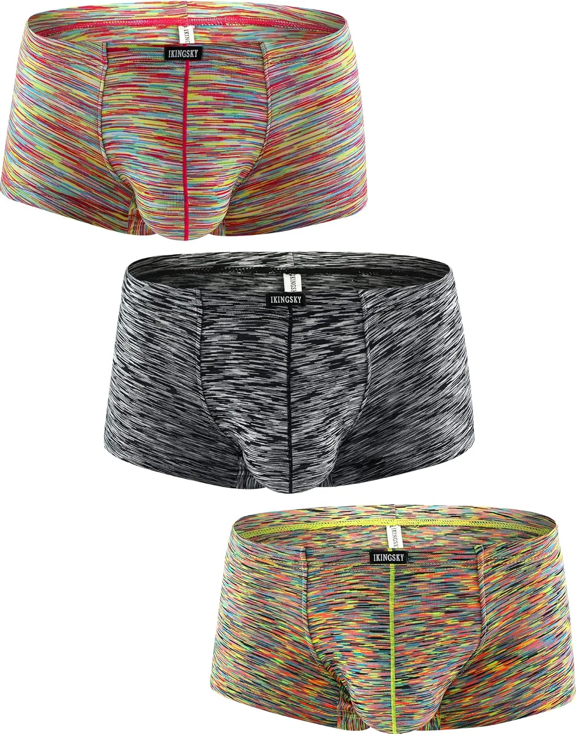IKINGSKY Men's Stretch Boxer Briefs Underwear Sexy Low Rise Men Pouch Boxer Shorts