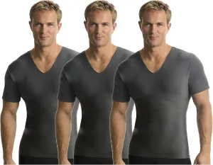 Insta Slim 3 Pack V-Neck, Look Up to 5 Inches Slimmer Instantly, Black