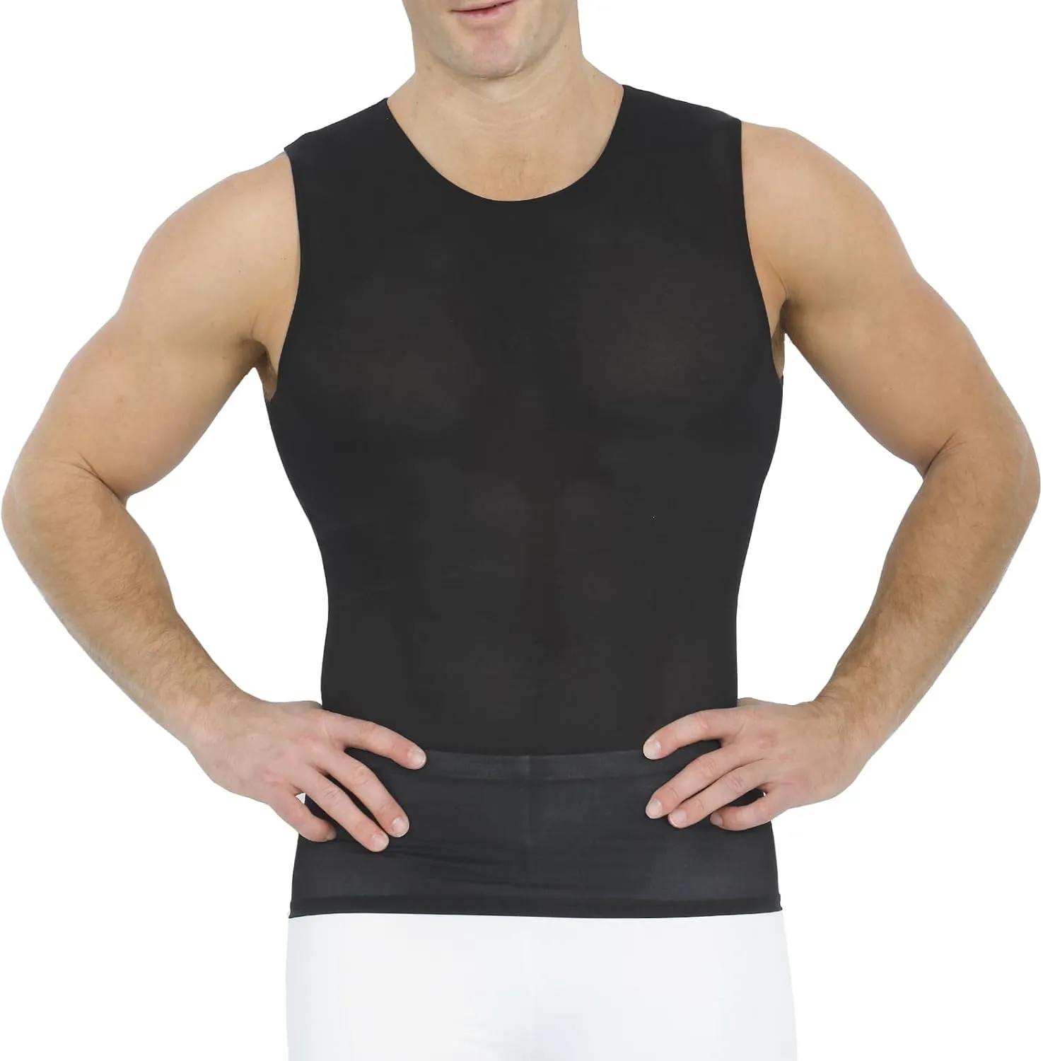 Insta Slim - Made in USA - Mens Compression Sleeveless Crew-Neck Slimming Shapewear Body Shaper with Tummy Control