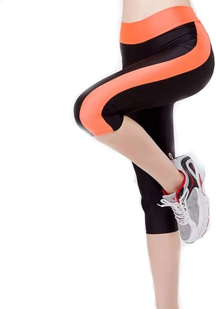 iQKA Side Leggings Waist Tummy Women's High Pockets Capris Control Yoga Workout Pants