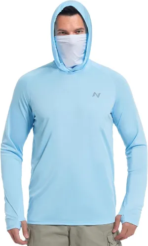 isnowood Sun Shirt UPF 50  Men's Fishing Long Sleeve Hooded Rash Guard Hiking Swimming Running UV Protection Hoodie
