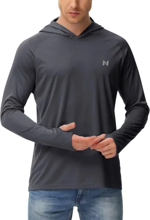 isnowood Sun Shirt UPF 50  Men's Fishing Long Sleeve UV Protection Hoodie Hiking Rash Guard Swimming Running