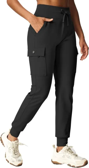 IUGA Women's Fleece Lined Pants Water Resistant Hiking Joggers High Waist Thermal Cargo Sweatpants for Women