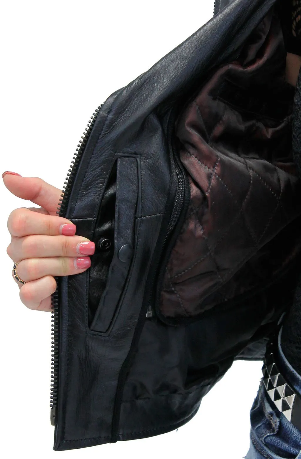 Jamin' Antique Road Angel Leather Motorcycle Jacket #LA265Z ()