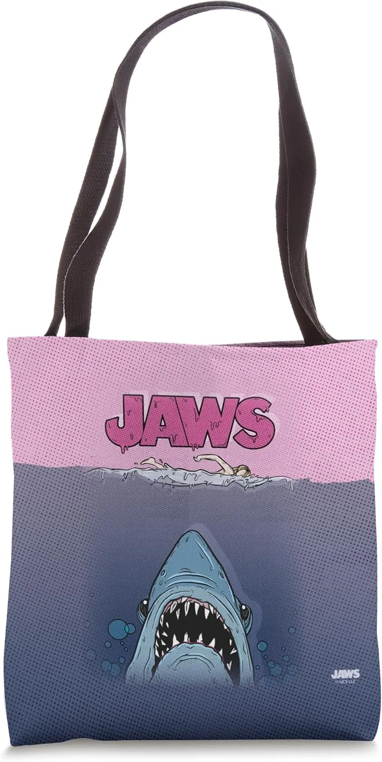 Jaws 50th Anniversary Poster Halftone Front & Back Tote Bag