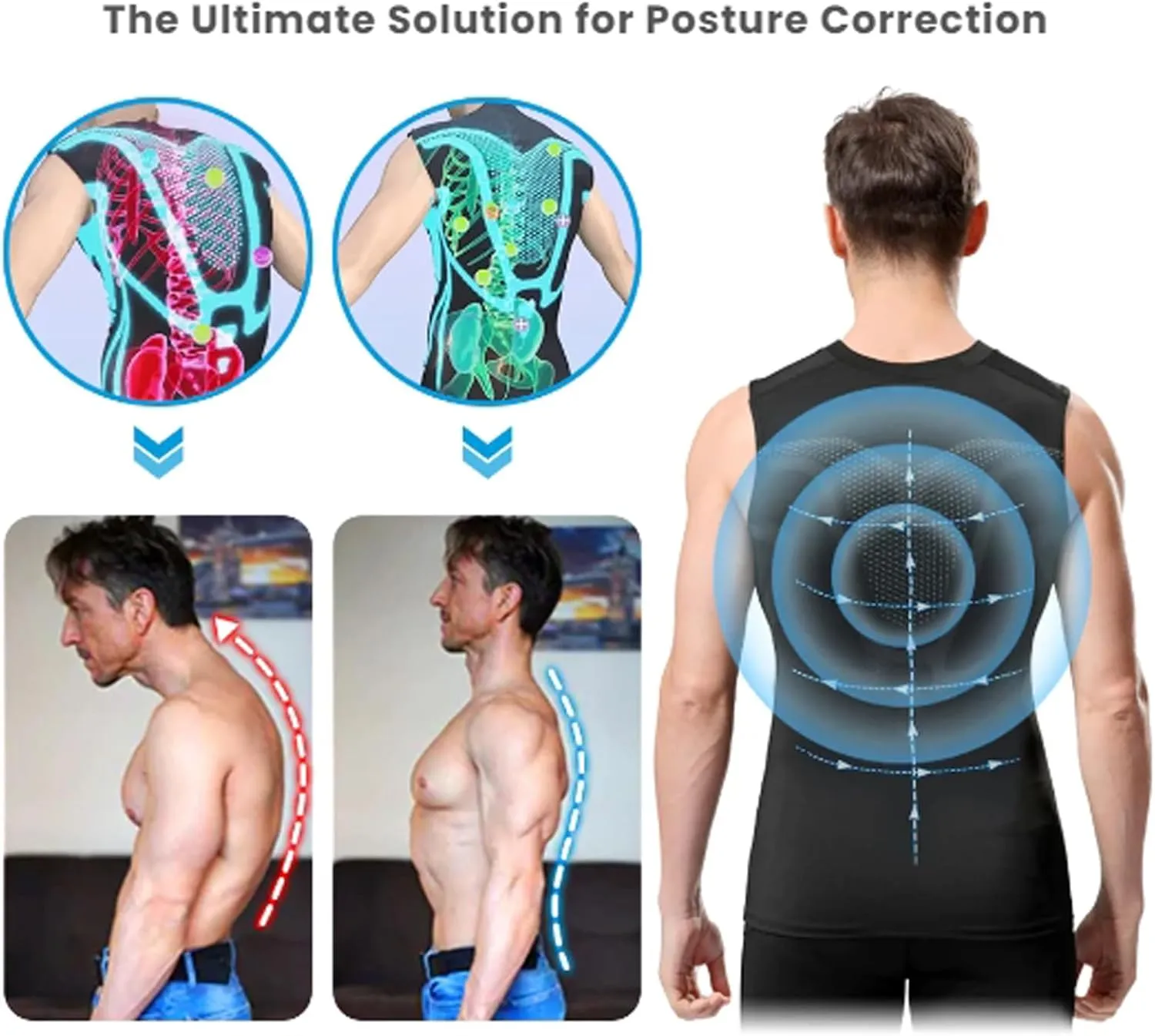 Jeeeun Version Ionic Shaping Sleeveless Shirt, MENIONIC Tourmaline Posture Corrector Vest