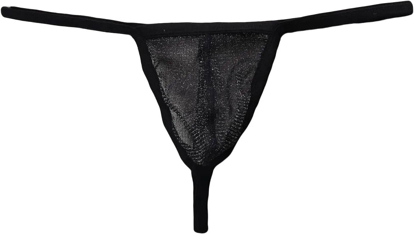 JEsilunmaMY Low Rise T-Back for Men Mesh Sheer Bulge Pouch G-String Thongs See Through Sexy Panties Bikini Briefs Underwear