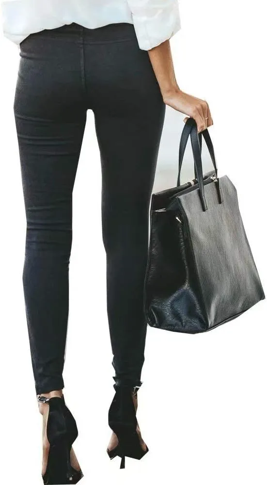 JIURI Womens High Waisted Moto Jeggings Solid Skinny Trousers Pencil Full Carpi Leggings Stretchy Slim Pants