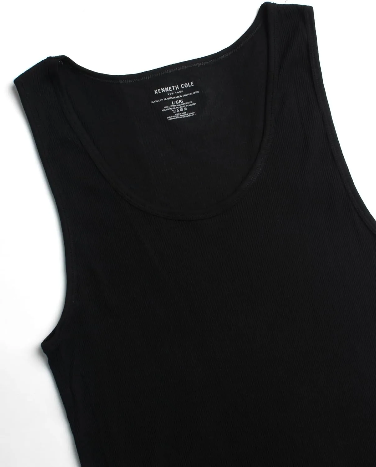 Kenneth Cole Men's Tank Top Undershirt -100% Cotton Tagless Ribbed A-Shirt Tank Top - 4 Pack Undershirt for Men (S-XL)