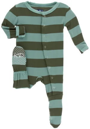 KicKee Pants Paleontology Fauna Stripe Footie with Snaps