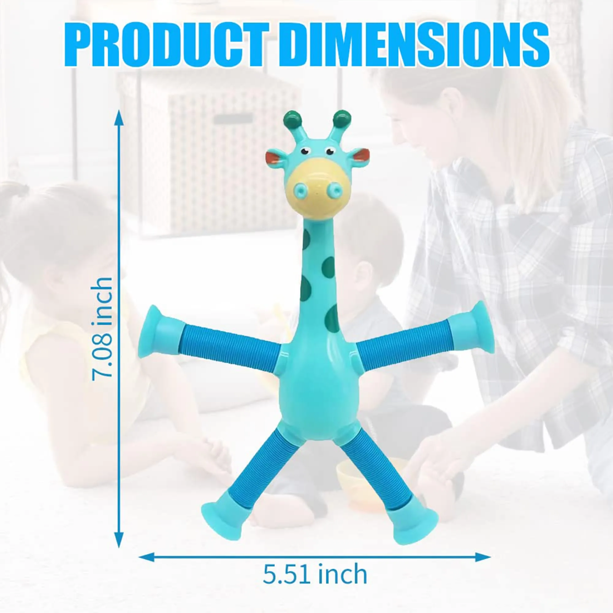 Kidology Telescopic Suction Cup Giraffe Toy, LED Telescopic Pipe with Suction Cup, Shape-Changing Stretch Tube, Parent-Child Interactive Toy Random Colors (Giraffe Figure Set of 3)