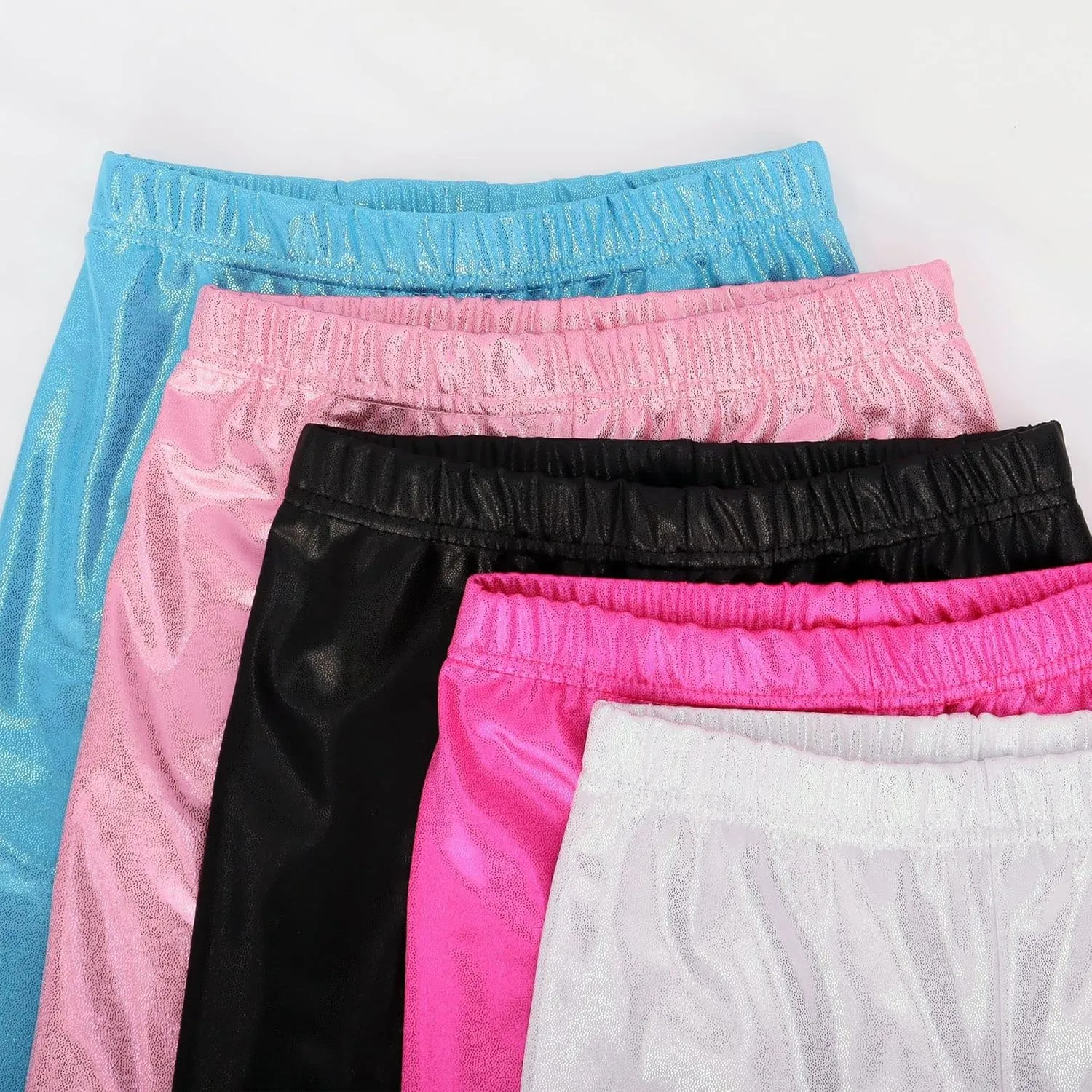 Kids Girls Dance Pants Gymnastic Shiny Metallic Dance Leggings Skinny for Performances Costume