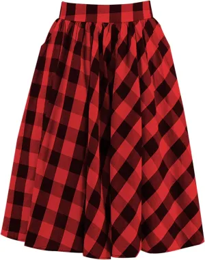 Kimring Women's Vintage High Waisted Pleated Full Skater Skirt with Pockets