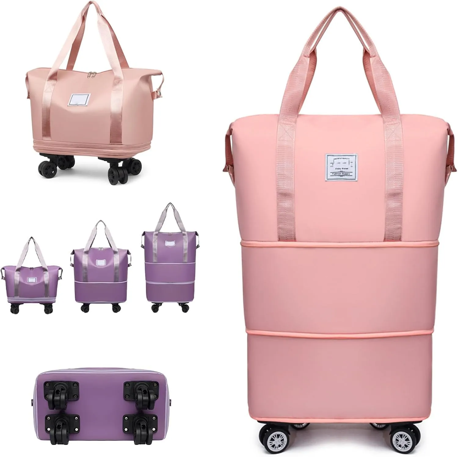 Kulken Travel Bag With Wheels, Kulken Bag, 2025 NEW Large Capacity Travel Organizer-Universal Wheel Removable (Pink)