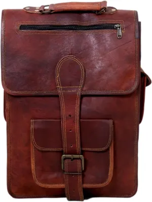Large Handmade Leather Laptop Bag-pack Handmade Brown Vintage Leather Rucksack Sling for Men Women