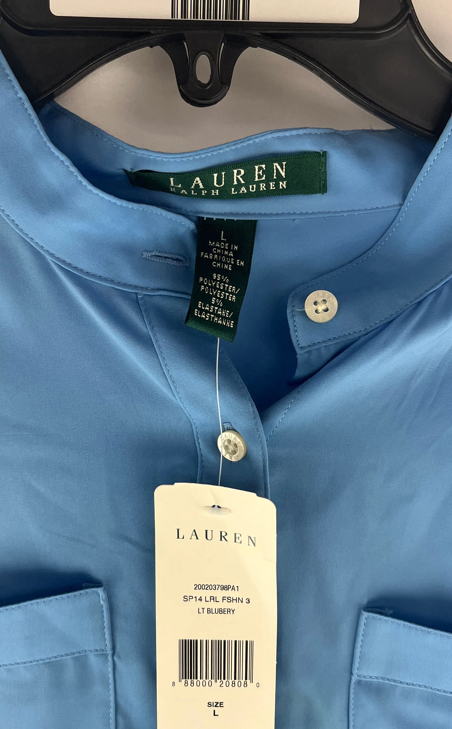 Lauren Ralph Lauren Women's Light Blue Soft Blouse Size Large NWT MSRP $99