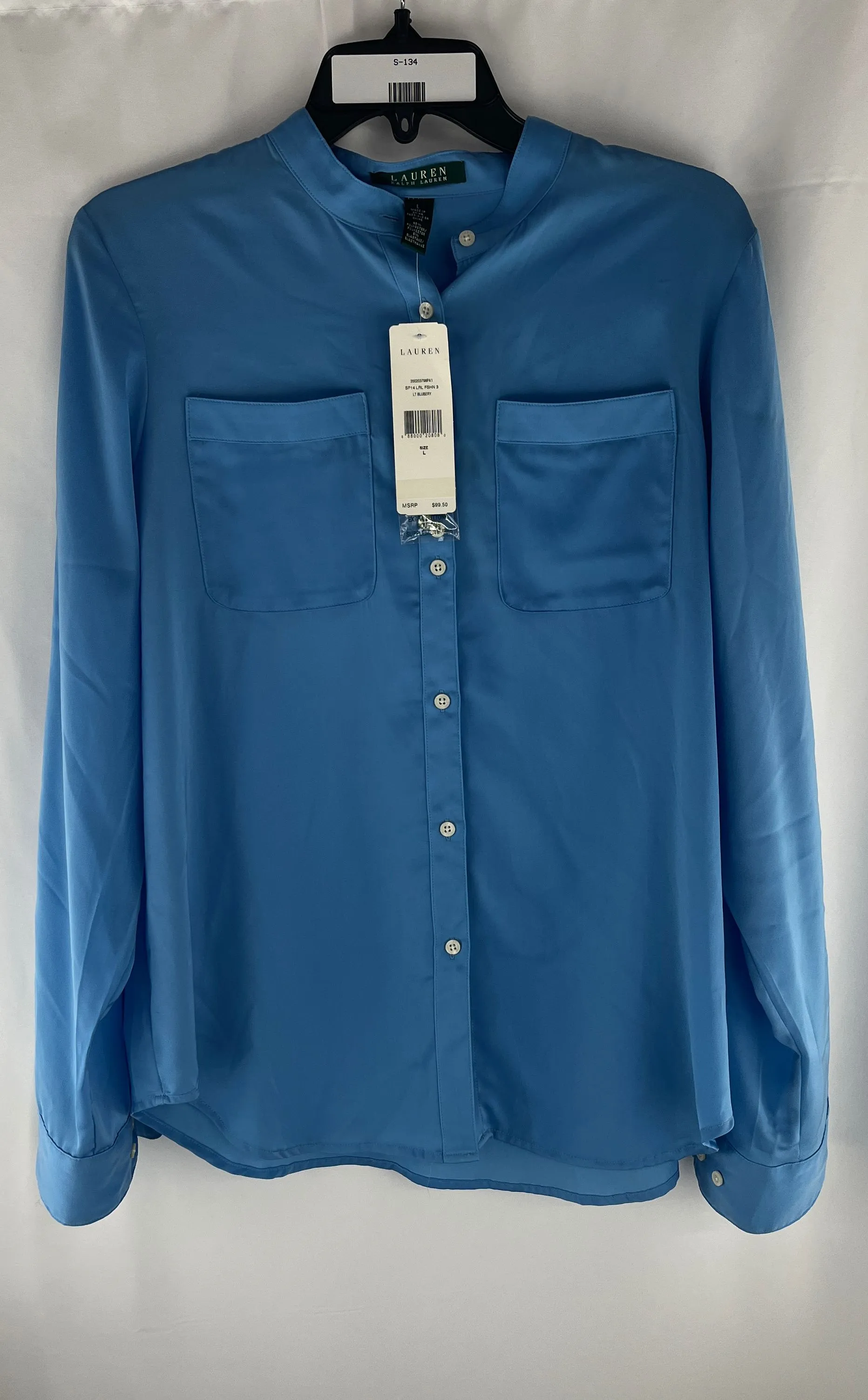 Lauren Ralph Lauren Women's Light Blue Soft Blouse Size Large NWT MSRP $99