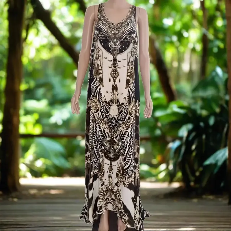 Long silk racerback maxi dress-cougar