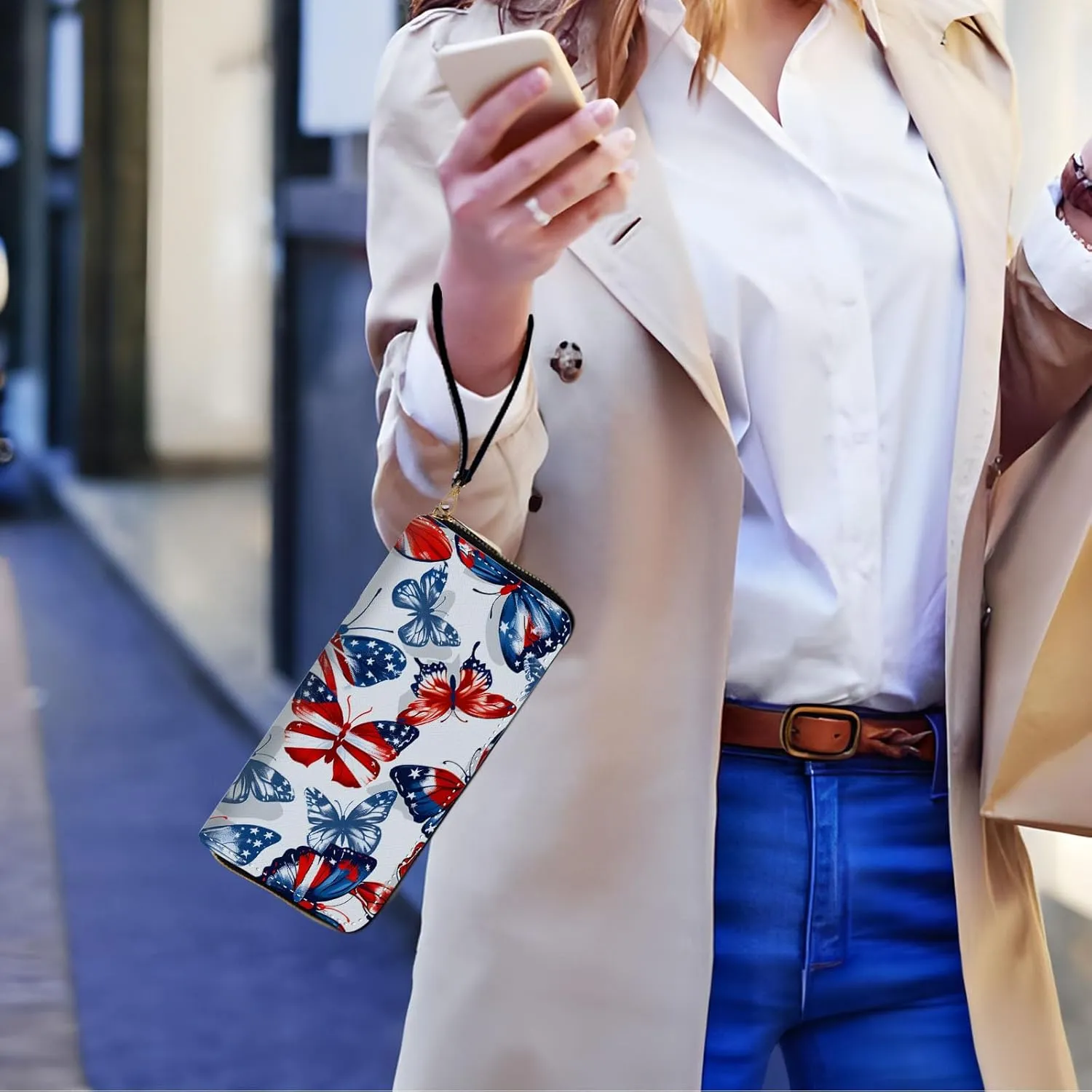 Long Wallet for Women, PU Leather Wristlet Wallet with Zipper Credit Card Holder Pocket Business Travel Wallet