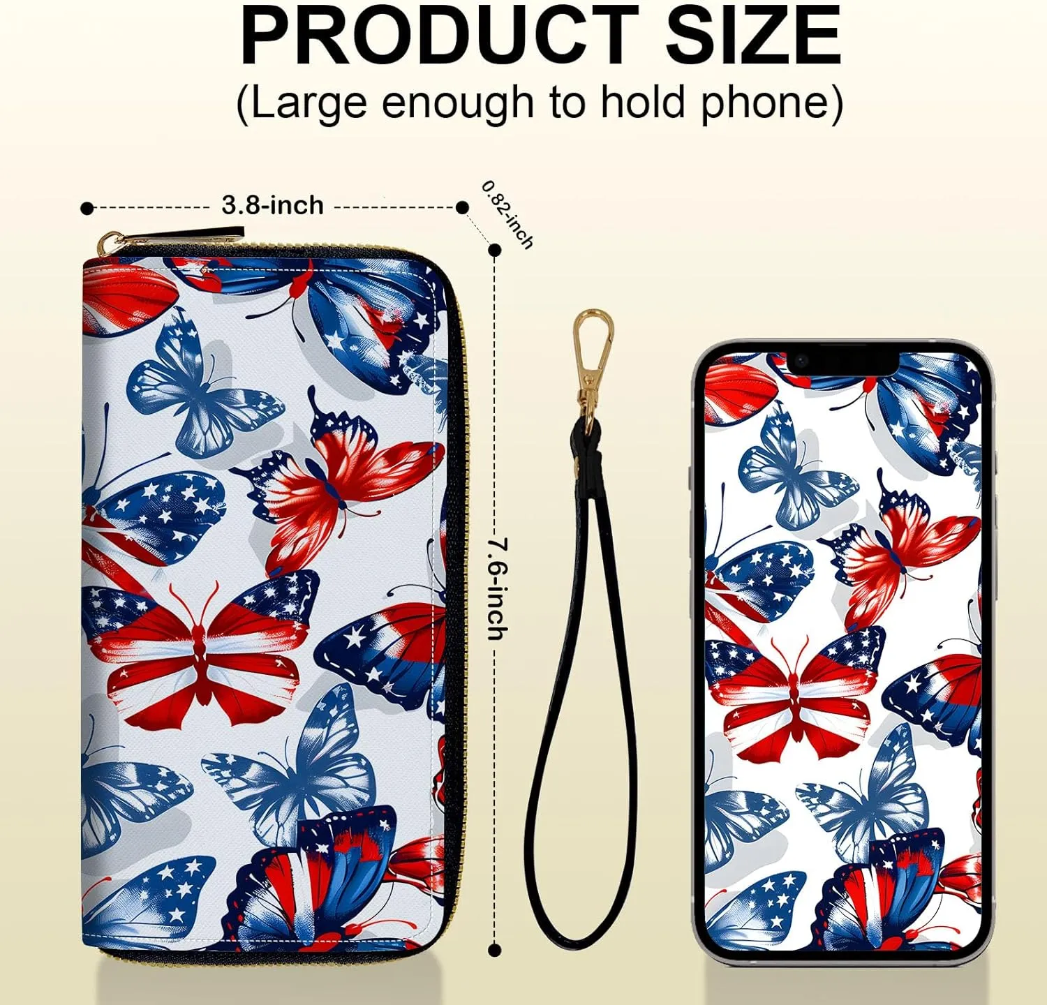 Long Wallet for Women, PU Leather Wristlet Wallet with Zipper Credit Card Holder Pocket Business Travel Wallet