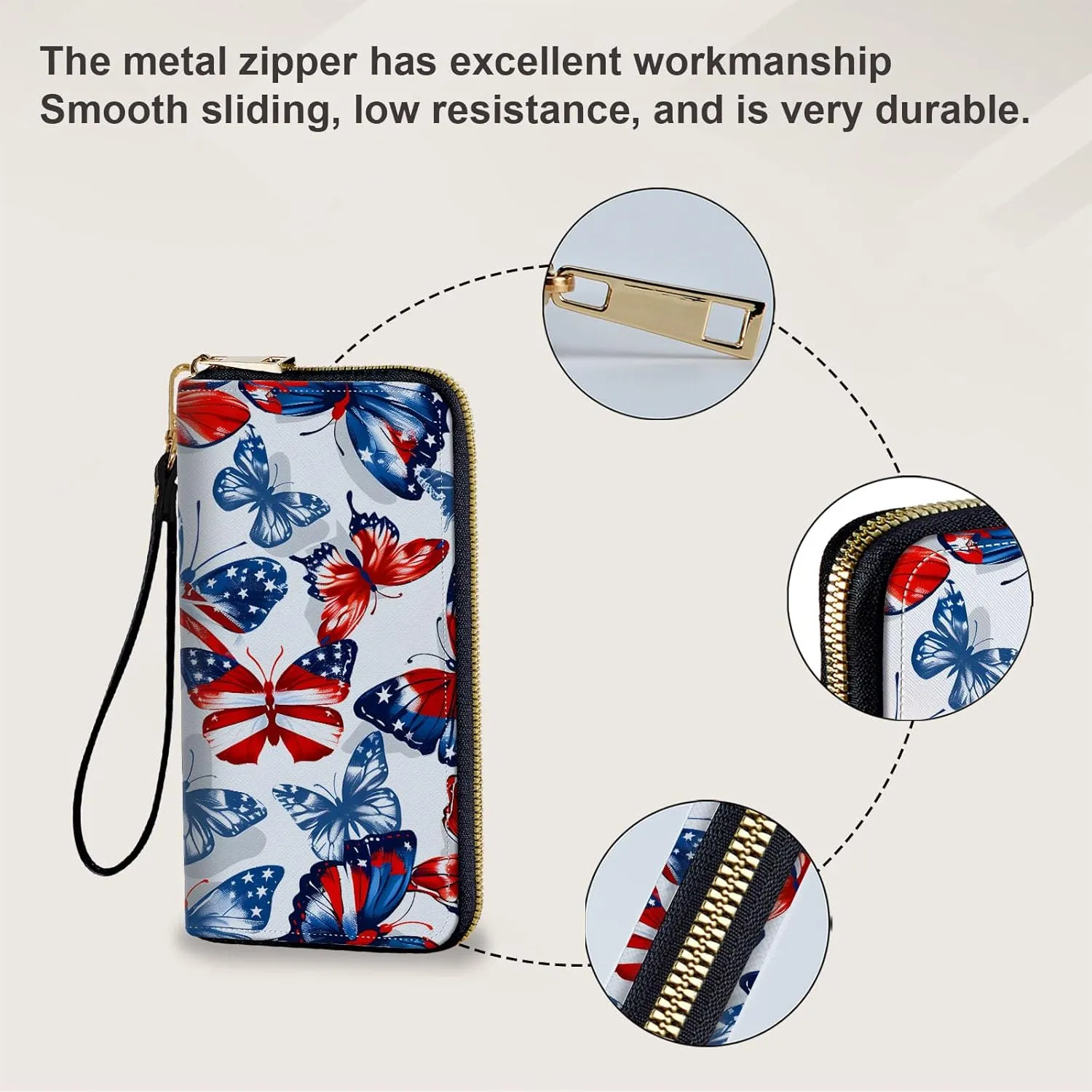 Long Wallet for Women, PU Leather Wristlet Wallet with Zipper Credit Card Holder Pocket Business Travel Wallet