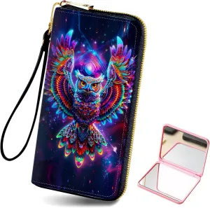 Long Wallet for Women, PU Leather Wristlet Wallet with Zipper Credit Card Holder Pocket Business Travel Wallet