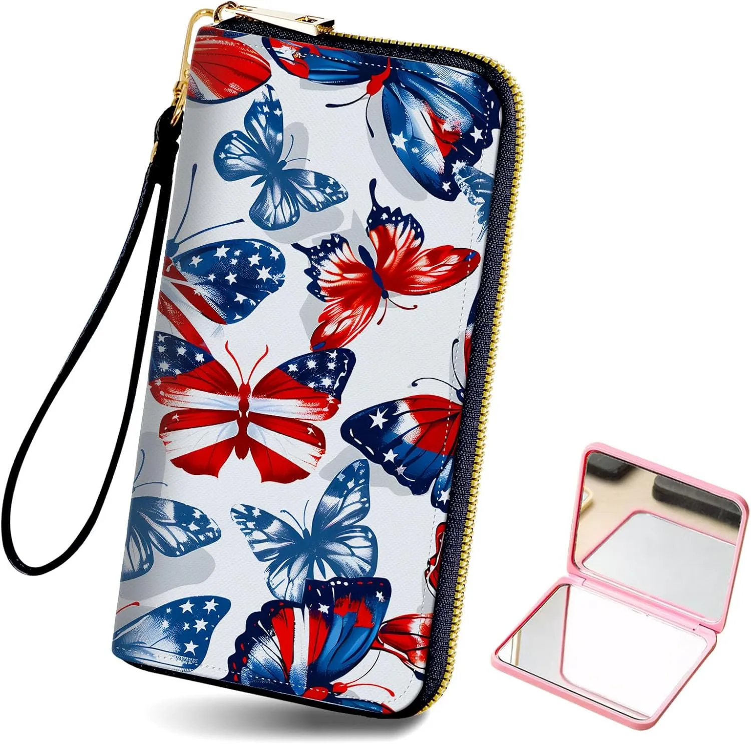 Long Wallet for Women, PU Leather Wristlet Wallet with Zipper Credit Card Holder Pocket Business Travel Wallet