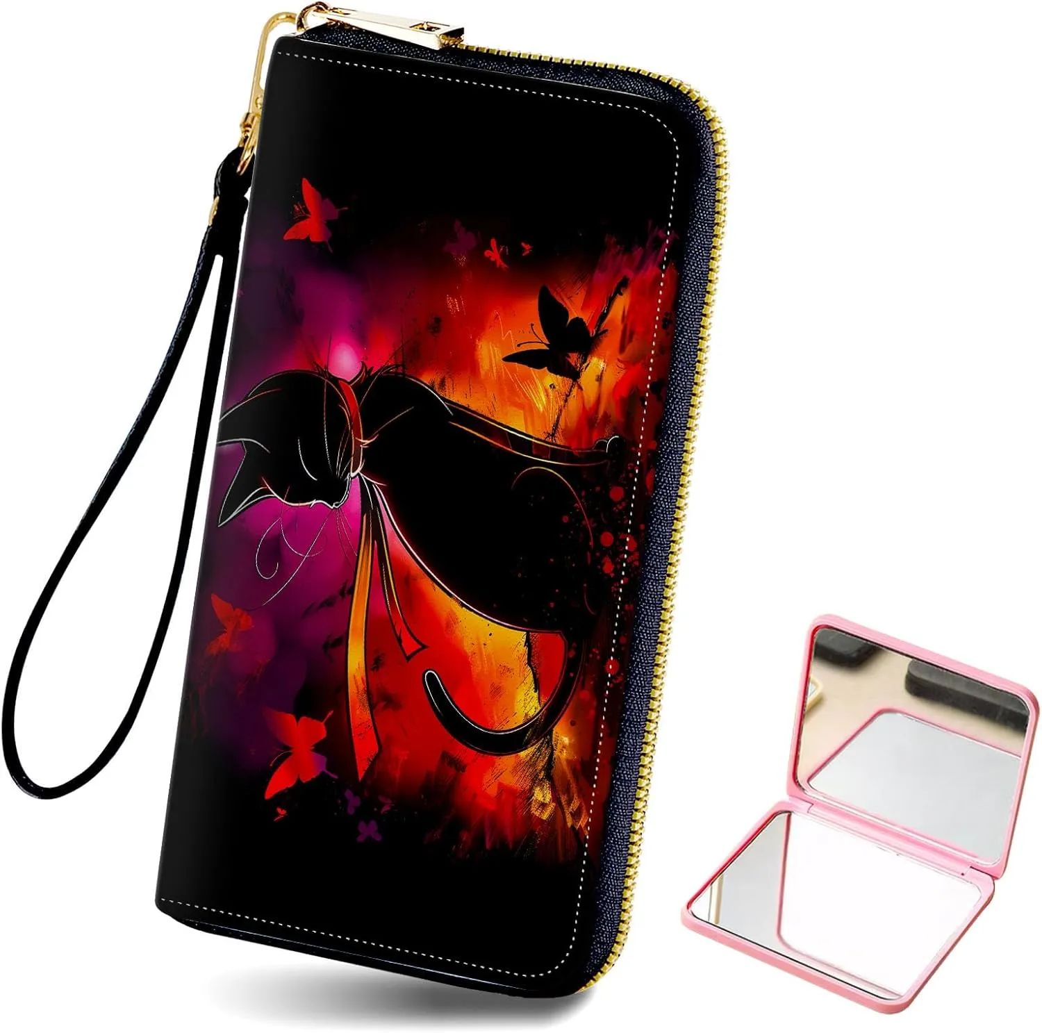 Long Wallet for Women, PU Leather Wristlet Wallet with Zipper Credit Card Holder Pocket Business Travel Wallet