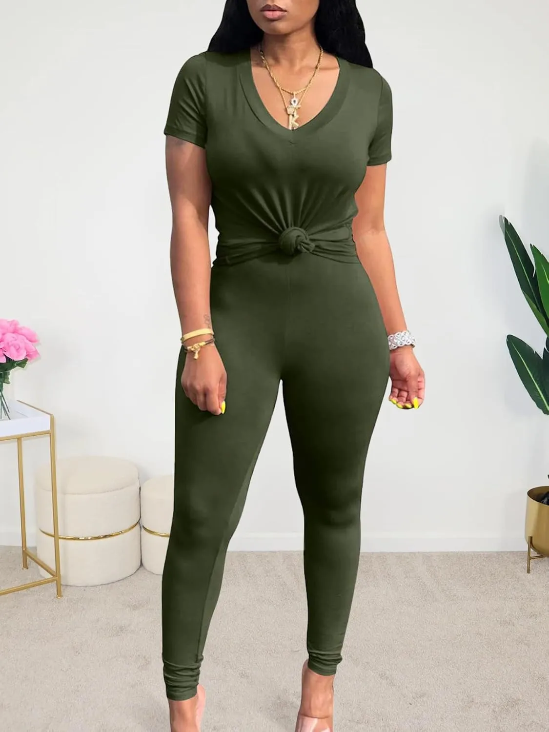 Lounge Sets for Women 2 Piece Summer Casual Jogger Workout Outfits Short Tops Long Pant Sweat suit leggings set