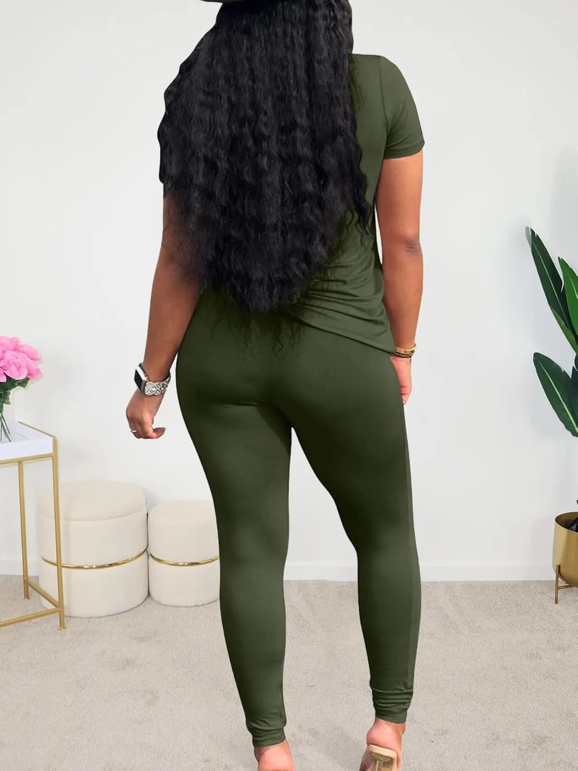 Lounge Sets for Women 2 Piece Summer Casual Jogger Workout Outfits Short Tops Long Pant Sweat suit leggings set