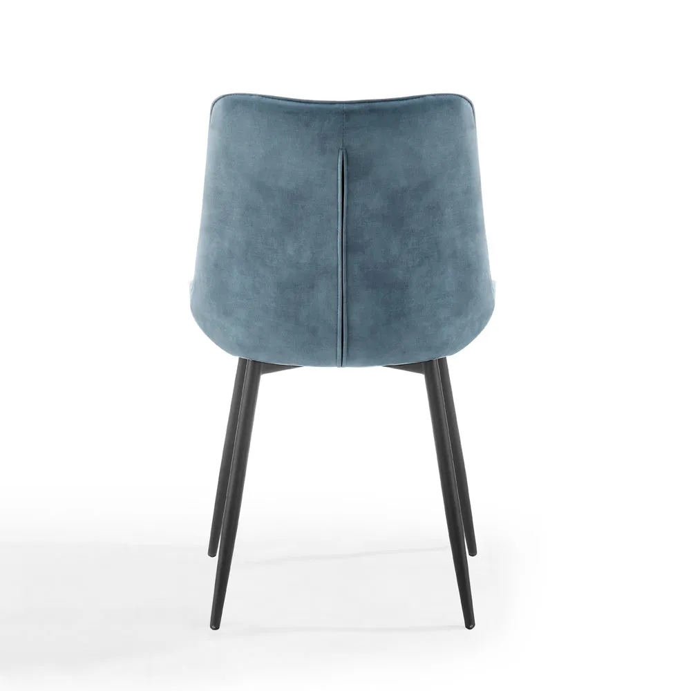 Lucia Rectangular Glass Dining Table & 4 Girona Chairs, Blue Velvet